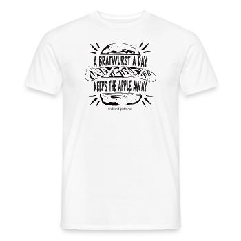 A Bratwurst a day keeps the apple away - Männer T-Shirt - Weiß - Vorne - AI Model Male 178 dark (178cm)
