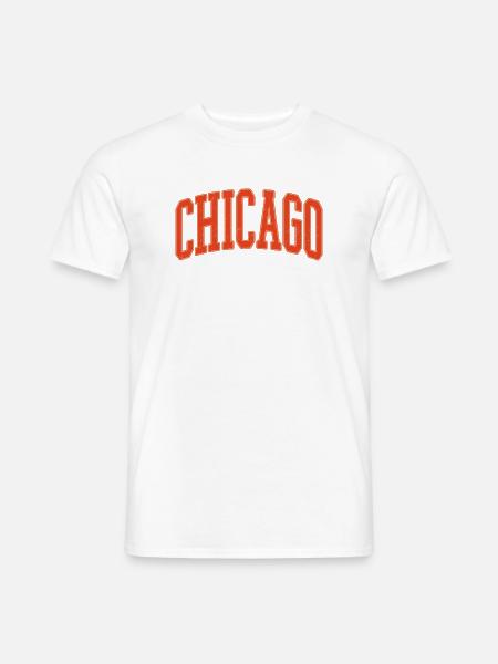 Chicago Arc Text in Orange 3D - Männer T-Shirt - Weiß