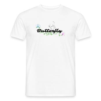 Schmetterling mit Blütenlaub - Männer T-Shirt - Weiß - Vorne - AI Model Male 178 dark (178cm)