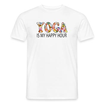 YOGA IS MY HAPPY HOUR - T-shirt homme - blanc - Devant - AI Model Male 178 dark (178cm)