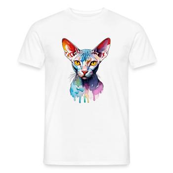 Sphynx Katze Wasserfarben - Männer T-Shirt - Weiß - Vorne - AI Model Male 178 dark (178cm)