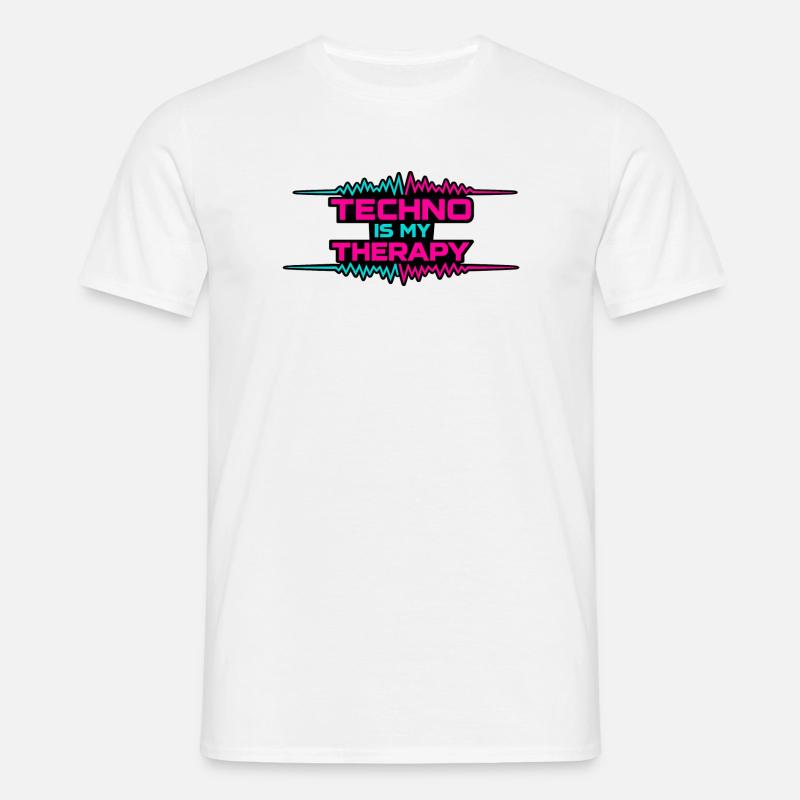 Techno Therapy Neon Pulse - Männer T-Shirt - Weiß