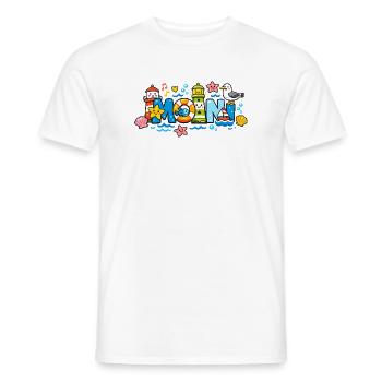 MOIN Möwe Leuchtturm Maritim Bunt - Männer T-Shirt - Weiß - Vorne - AI Model Male 178 dark (178cm)