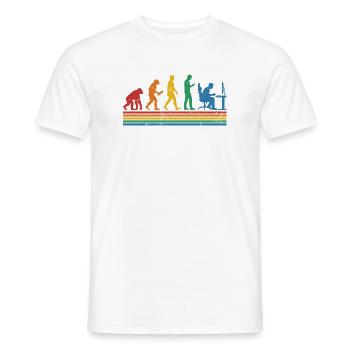Évolution arc-en-ciel au bureau - T-shirt homme - blanc - Devant - AI Model Male 178 dark (178cm)