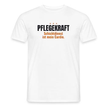 Pflegekraft Shirt – Schichtdienst ist mein Cardio - Männer T-Shirt - Weiß - Vorne - AI Model Male 178 dark (178cm)