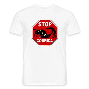 Stop corrida - T-shirt homme - blanc - Devant - AI Model Male 178 dark (178cm)