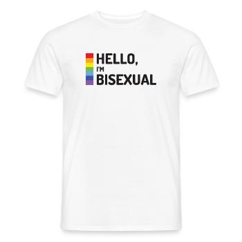 Bonjour, je suis bisexuel - T-shirt homme - blanc - Devant - AI Model Male 178 dark (178cm)