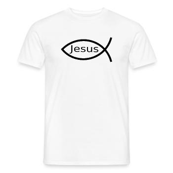 Jésus Poisson Ichthys Noir Poisson Poisson - T-shirt homme - blanc - Devant - AI Model Male 178 dark (178cm)
