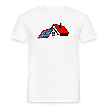 Haus mit rotem Dach und Sonnenkollektoren Logo - Männer T-Shirt - Weiß - Vorne - AI Model Male 178 dark (178cm)