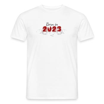 Born in 2023 decorated for babies - Men's T-Shirt - white - Front - AI Model Male 178 dark (178cm)