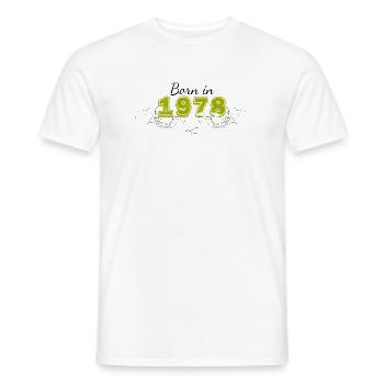 Born in 1978 - Men's T-Shirt - white - Front - AI Model Male 178 dark (178cm)