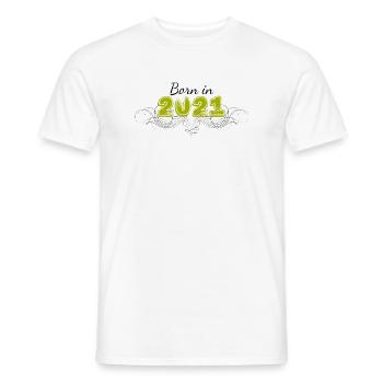 Born in 2021 verziert - Männer T-Shirt - Weiß - Vorne - AI Model Male 178 dark (178cm)