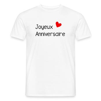 HAPPY BIRTHDAY. HAPPY BIRTHDAY. ANNIVERSARY. - Men's T-Shirt - white - Front - AI Model Male 178 dark (178cm)