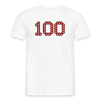 100. 100 YEARS. 100th ANNIVERSARY. BIRTHDAY 100 - Men's T-Shirt - white - Front - AI Model Male 178 dark (178cm)