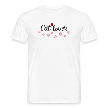 Amoureux des chats Coeur et Pattes - T-shirt homme - blanc - Devant - AI Model Male 178 dark (178cm)