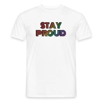 Stay Proud Rainbow Retro Type - Men's T-Shirt - white - Front - AI Model Male 178 dark (178cm)