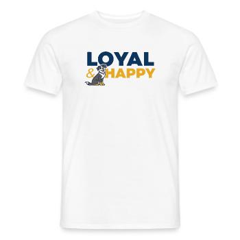 Loyal and Happy Dog Cartoon Logo - Men's T-Shirt - white - Front - AI Model Male 178 dark (178cm)