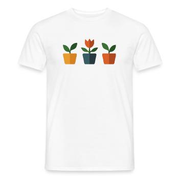 A tulip and other plants in a flower pot - Men's T-Shirt - white - Front - AI Model Male 178 dark (178cm)