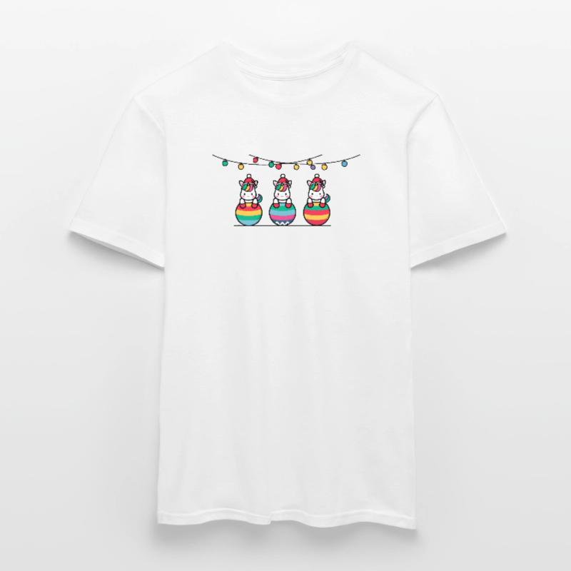 3 Einhörner Weihnachtskugeln Freunde Männer T-Shirt