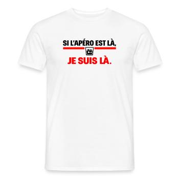 If the aperitif is there I'm there humor - Men's T-Shirt - white - Front - AI Model Male 178 dark (178cm)