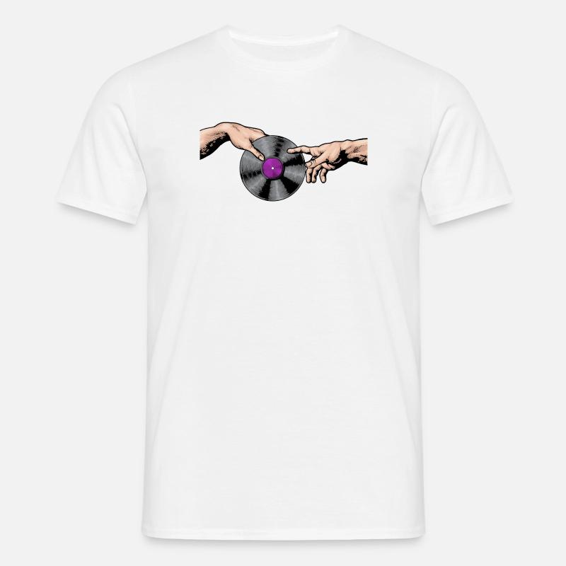 Hænder rører ved vinylpladekunst - T-shirt til herrer - hvid