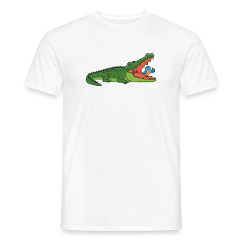 Lachendes Krokodil mit Vogel - Männer T-Shirt - Weiß - Vorne - AI Model Male 178 dark (178cm)