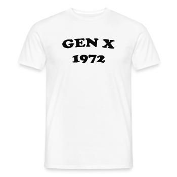 Gen X 1972 Retro Typography Shirt - Men's T-Shirt - white - Front - AI Model Male 178 dark (178cm)