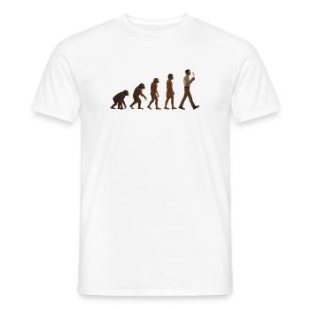 Parcours évolutif : Du singe à l’homme buveur de café - T-shirt homme - blanc - Devant - AI Model Male 178 dark (178cm)