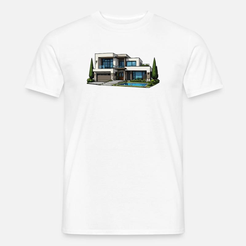 Moderne Villa mit Pool - Männer T-Shirt - Weiß