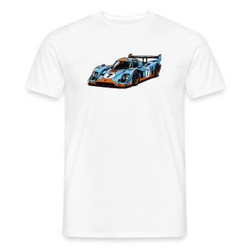 Livrée Voiture de Course Bleu Orange 7 - T-shirt homme - blanc - Devant - AI Model Male 178 dark (178cm)