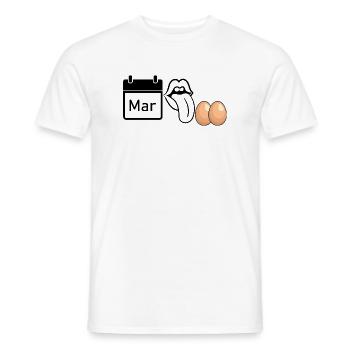 MRZ LCK EIER, Humor, MÄRZ LECK EIER  - Männer T-Shirt - Weiß - Vorne - AI Model Male 178 dark (178cm)
