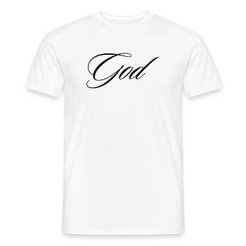 God Cursive Calligraphy Modern Faith Design - Men's T-Shirt - white - Front - AI Model Male 178 dark (178cm)