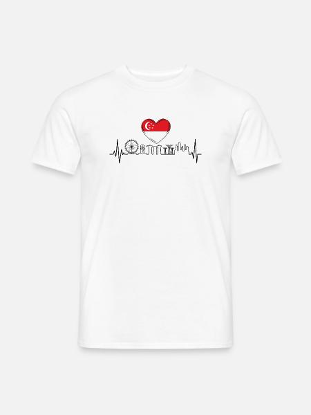 Singapur Skyline Herzschlag Asiatisch - Männer T-Shirt - Weiß