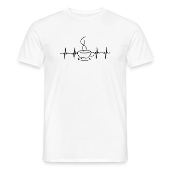 Kaffee EKG Herzschlag Tasse - Männer T-Shirt - Weiß - Vorne - AI Model Male 178 dark (178cm)