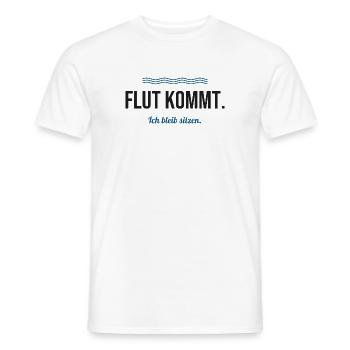 Flut kommt. Ich bleib sitzen. – Nordsee Spruch - Männer T-Shirt - Weiß - Vorne - AI Model Male 178 dark (178cm)