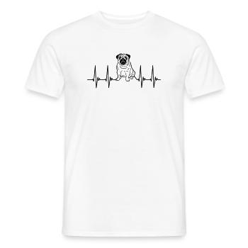 EKG pug, heartbeat, cool dog, pulse, dog pug - Men's T-Shirt - white - Front - AI Model Male 178 dark (178cm)