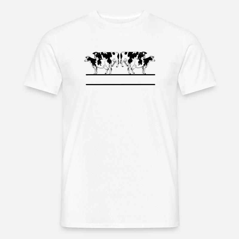 Schwarz-Weiß-Monogramm mit vier Kühen - Männer T-Shirt - Weiß
