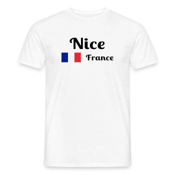 Nice France- Imprimés élégants - T-shirt homme - blanc - Devant - AI Model Male 178 dark (178cm)