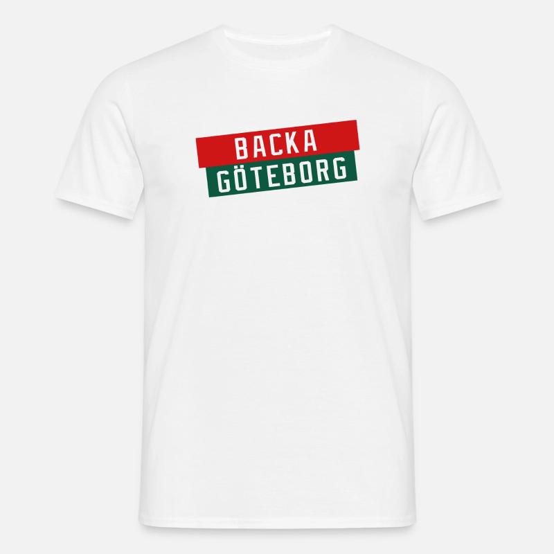 Backa Göteborg Diagonaltext - Männer T-Shirt - Weiß