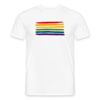 Rayures arc-en-ciel LGBTQIA+- - T-shirt homme - blanc - Devant - AI Model Male 178 dark (178cm)