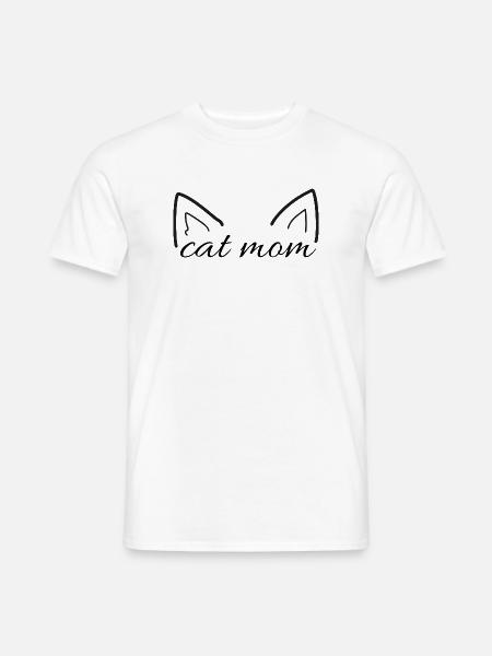 Minimalistische Katzenohrlinien-Kunst - Männer T-Shirt - Weiß