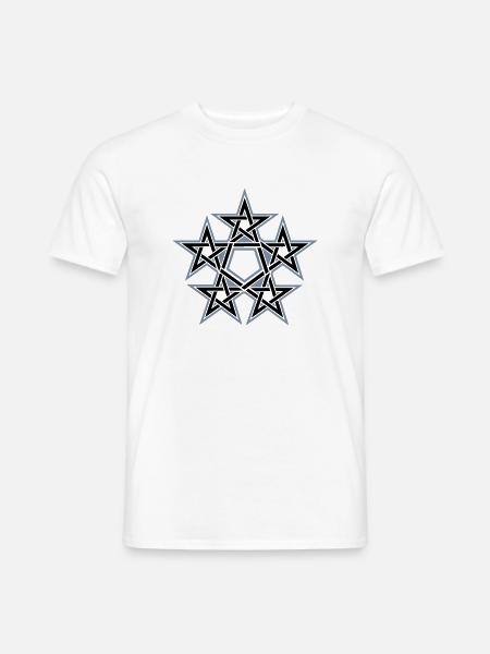 Pentagramme, 5 étoiles, Pentagone, Magique - T-shirt homme - blanc