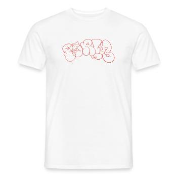 Red Line Art Paris Graffiti - Men's T-Shirt - white - Front - AI Model Male 178 dark (178cm)