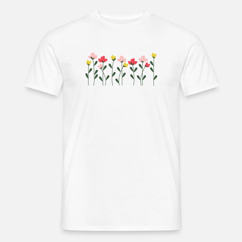 Herzblumen auf minimalem Schwarz - Männer T-Shirt - Weiß