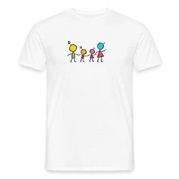 Happy Little Family – Colorful Stick Figure Design - Men's T-Shirt - white - Front - AI Model Male 178 dark (178cm)