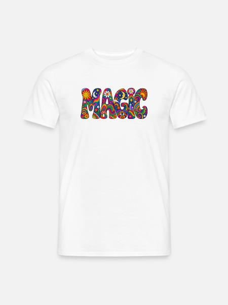 Magischer Psychedelic Schriftzug - Männer T-Shirt - Weiß