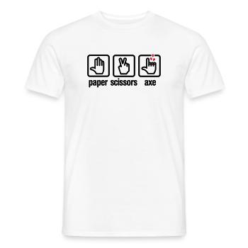 Paper - Scissors - axe - Rock - lumberjack - Men's T-Shirt - white - Front - AI Model Male 178 dark (178cm)
