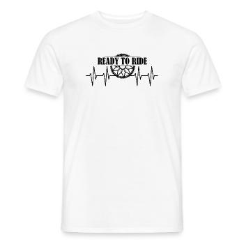 ready to ride bike icon heartbeat icon logo - Men's T-Shirt - white - Front - AI Model Male 178 dark (178cm)