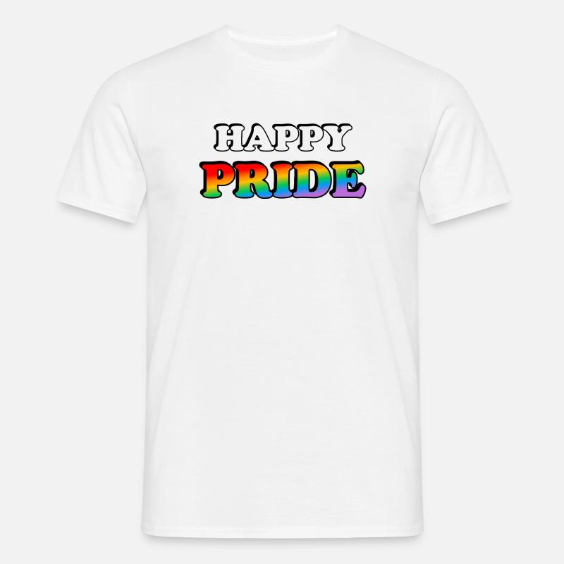 Pride Regenbogen Textdesign - Männer T-Shirt - Weiß