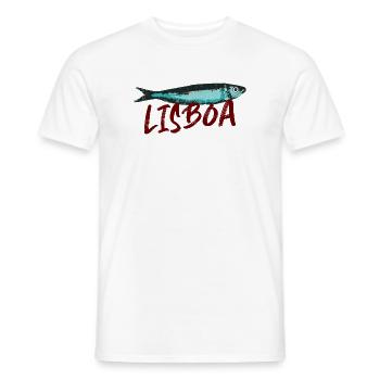 Sardine Lisbon illustration Portugal in summer - Men's T-Shirt - white - Front - AI Model Male 178 dark (178cm)